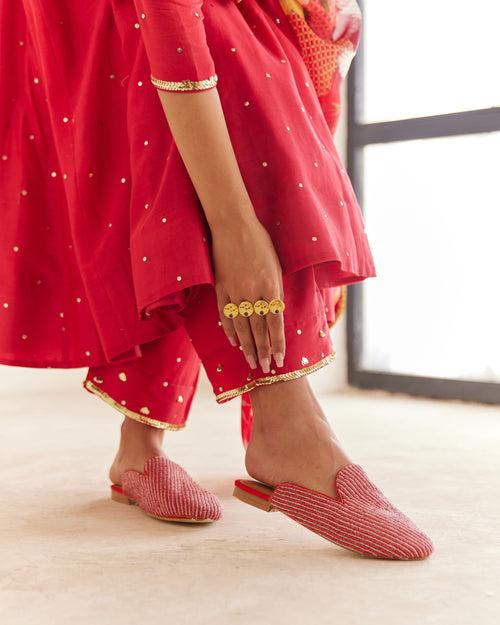 Red Chanderi Anarkali