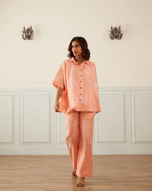 Peach Linen Co-ord Set