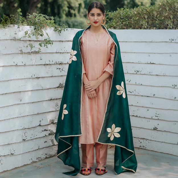 GULKAND Dusty Pink Chanderi Kurta Set