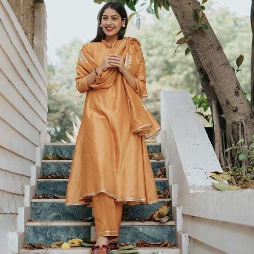 KESAR Orange Chanderi Kurta Set