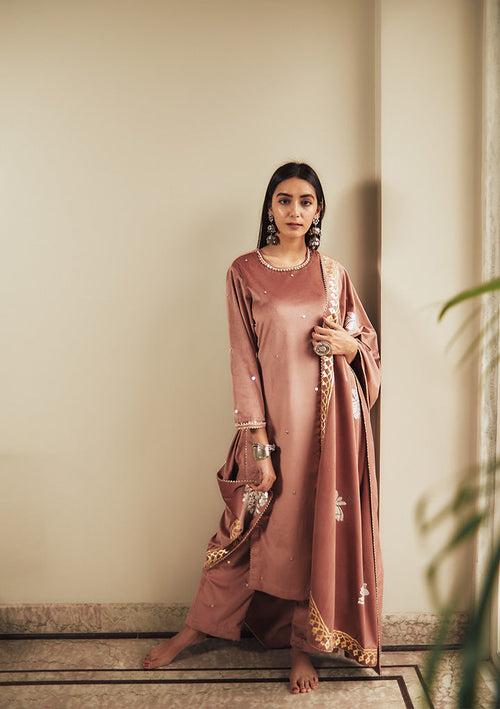 Dusty Pink Velvet Suit Set