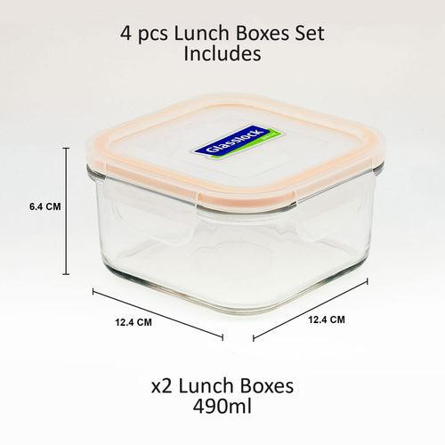 Glasslock Airtight Tempered Lunch Set, Microwave Safe, with Bag