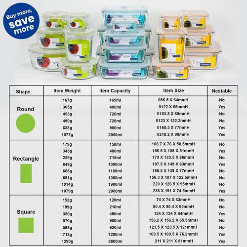 Glasslock Airtight Tempered Lunch Set, Microwave Safe, with Bag