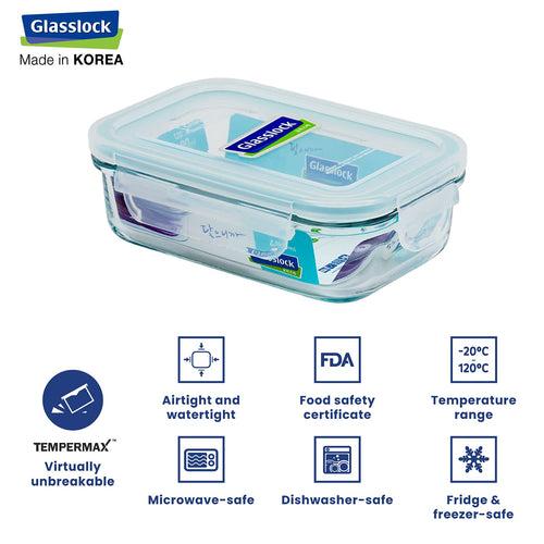 Glasslock Airtight Tempered Lunch Set, Microwave Safe, with Bag