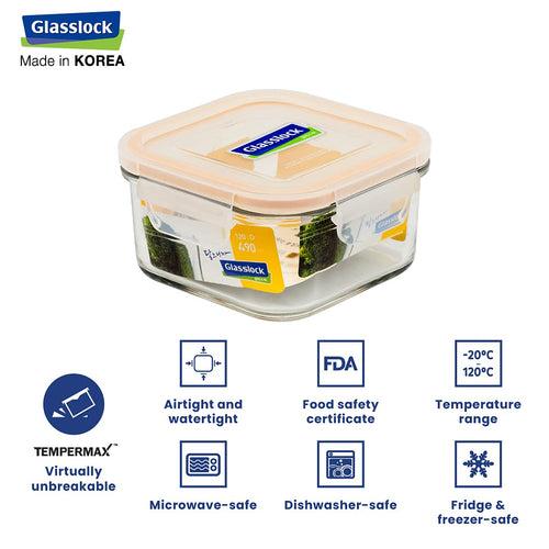 Glasslock Airtight Tempered Lunch Set, Microwave Safe, with Bag