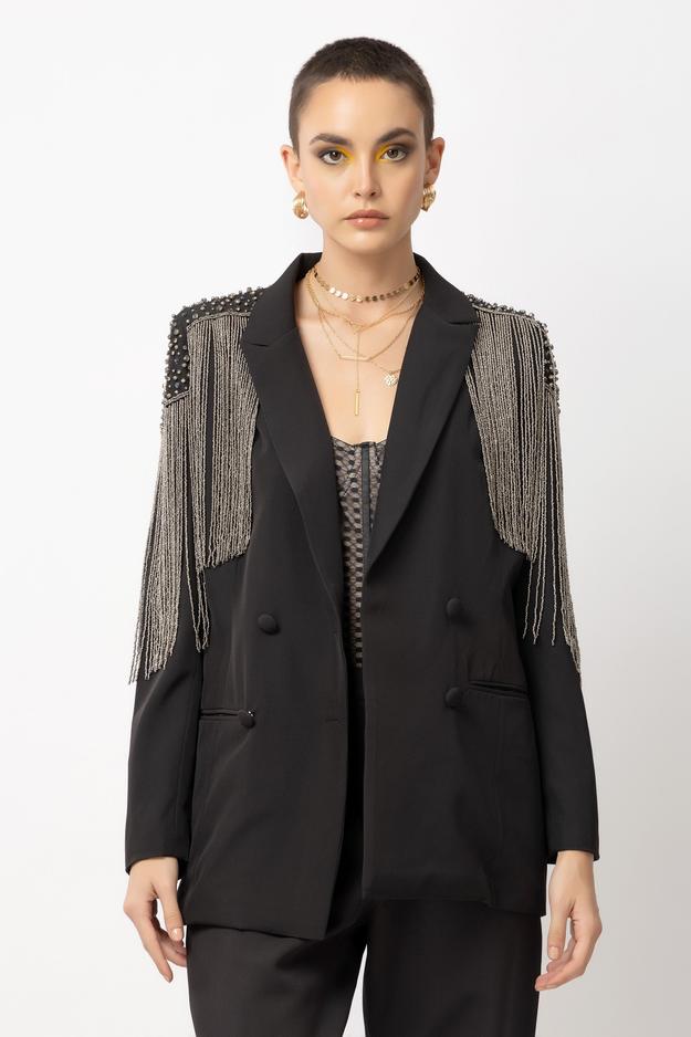 Phoenix Fringe Black Blazer