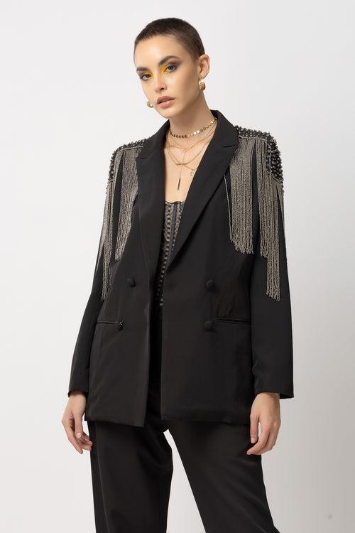 Phoenix Fringe Black Blazer