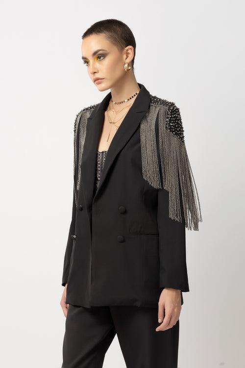 Phoenix Fringe Black Blazer