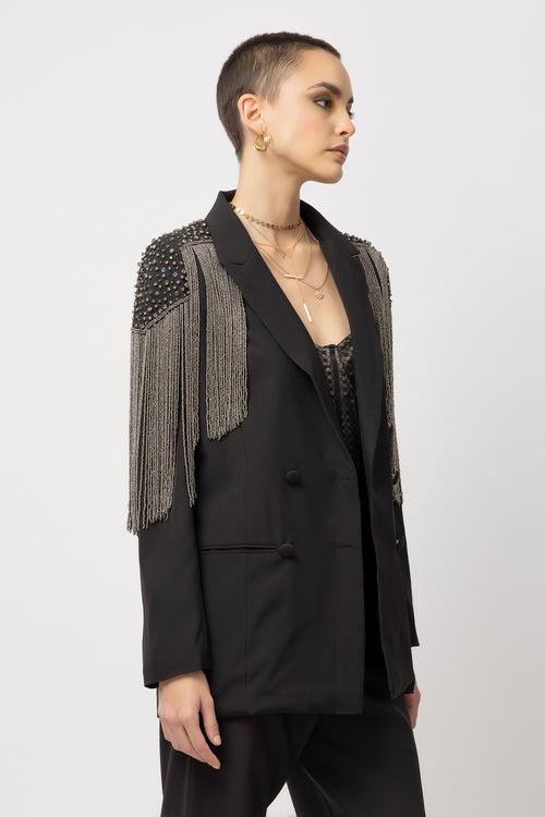 Phoenix Fringe Black Blazer