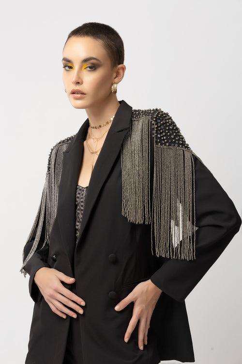 Phoenix Fringe Black Blazer