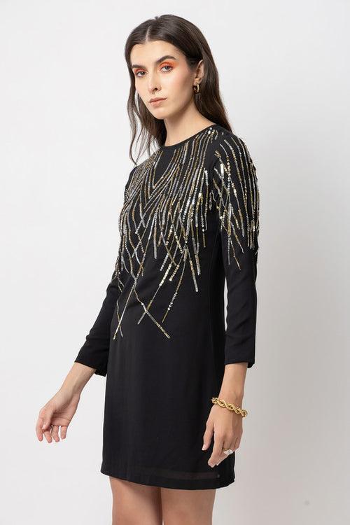 Seraphina Glitter Black Dress