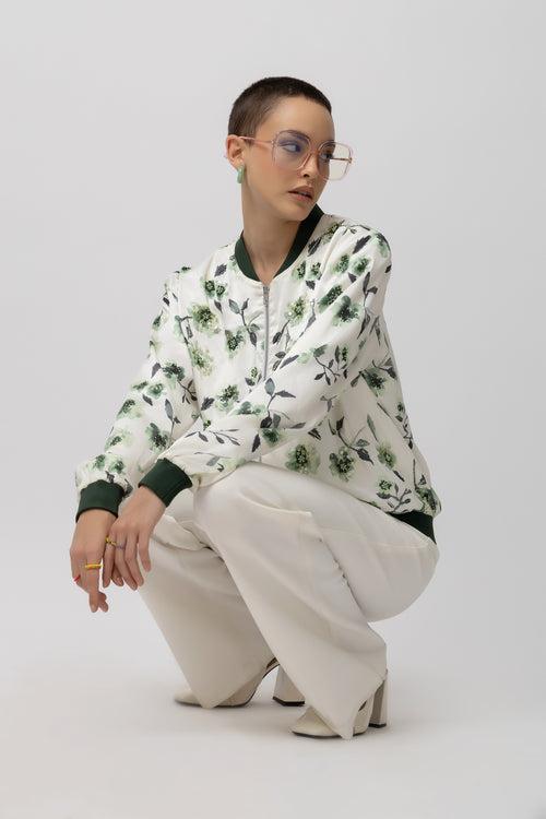 Island Oasis White Bomber Jacket