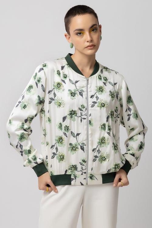 Island Oasis White Bomber Jacket