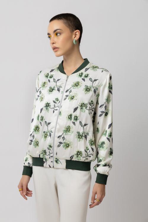 Island Oasis White Bomber Jacket