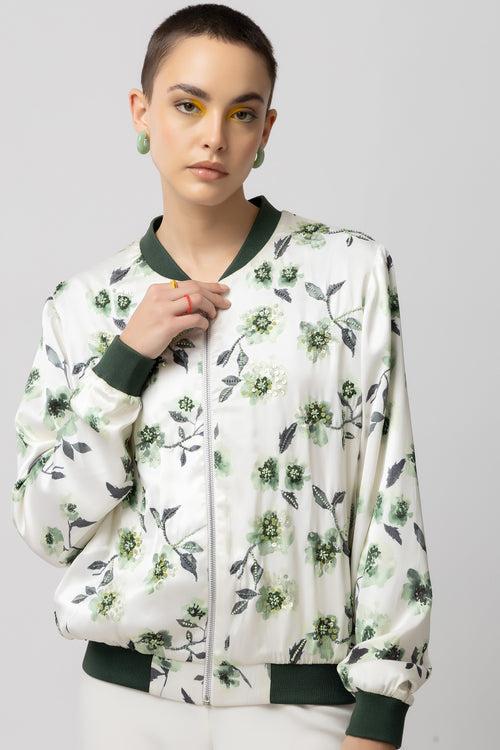 Island Oasis White Bomber Jacket