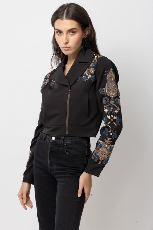 Petal Power Black Moto Jacket