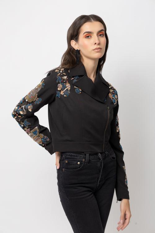 Petal Power Black Moto Jacket