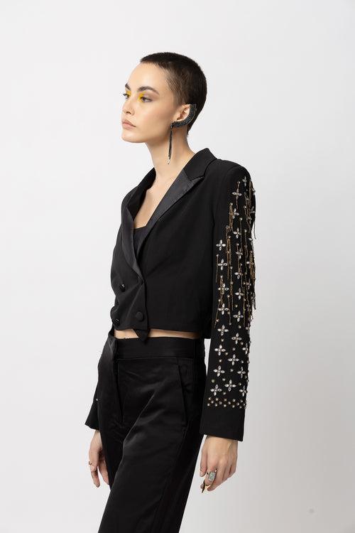 Verdant Vogue Black Jacket