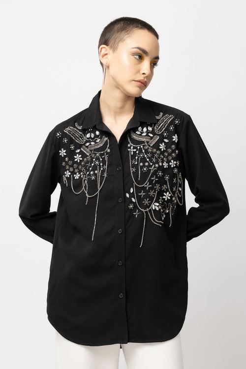 Silver Moonstone Black Shirt