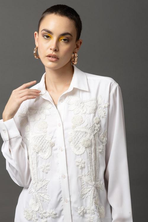 Enigma Embellished White Shirt