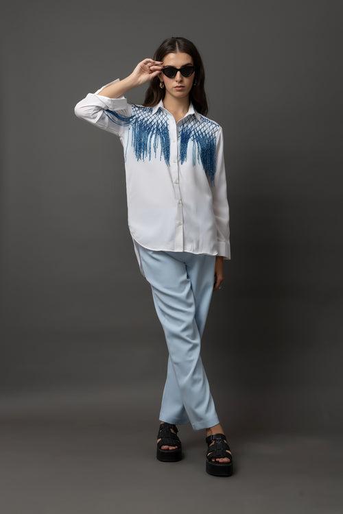 Cobalt Charm White Shirt