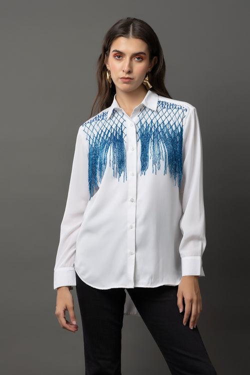 Cobalt Charm White Shirt