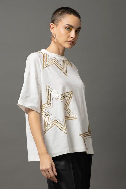 Starlet Sequins White T-shirt