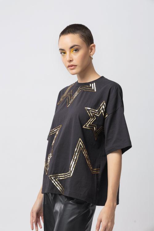 Starlet Sequins Black T-shirt