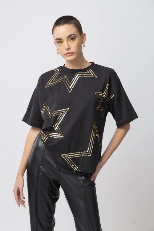 Starlet Sequins Black T-shirt