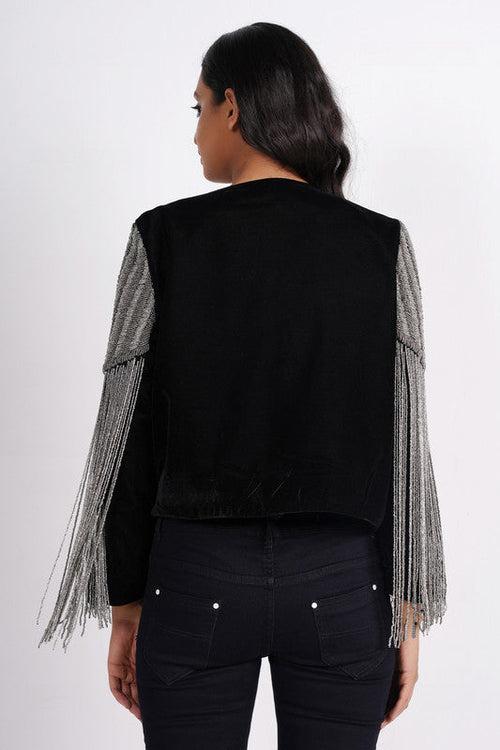 Tyler Beaded Velvet Fringe Jacket