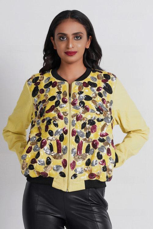 Carpe dime Embellished Bomber Jacket