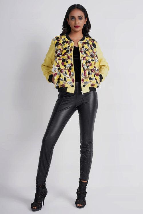 Carpe dime Embellished Bomber Jacket