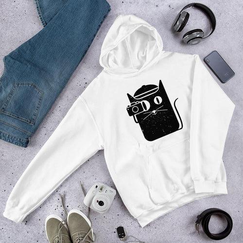 Cat and Camera Unisex Hooded Sweatshirt