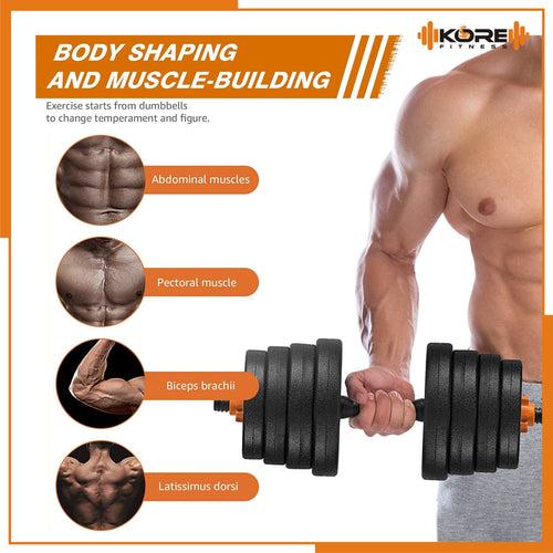 Kore PVC DM 4-40 Kg Dumbbells Set and Fitness Kit for Men and Women Whole Body Workout(PVC-DM-COMBO16)