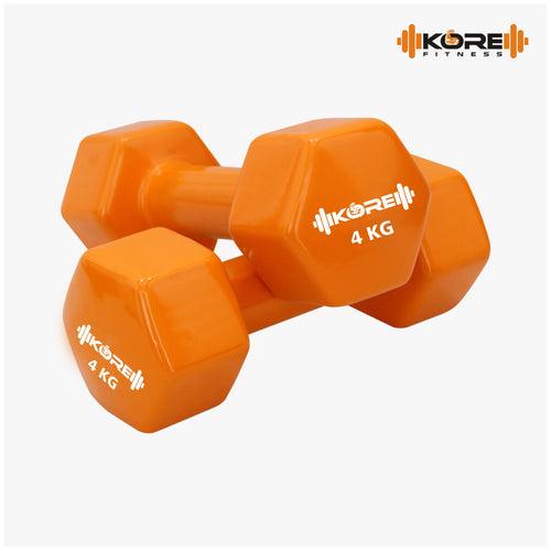 Kore Professional Vinyl 1-10 Kg (Set of Two) Dumbbells Home Gym Exercise Equipment for Men & Women (DM-VINYL-COMBO16)