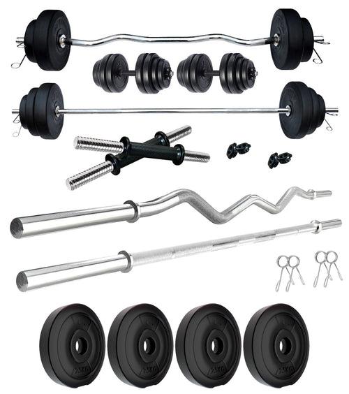 Kore PVC 10-50 kg Home Gym Set with One 3 Ft Curl + 3 Ft Plain Rod and One Pair Dumbbell Rods (PVC-COMBO343-WB-WA)