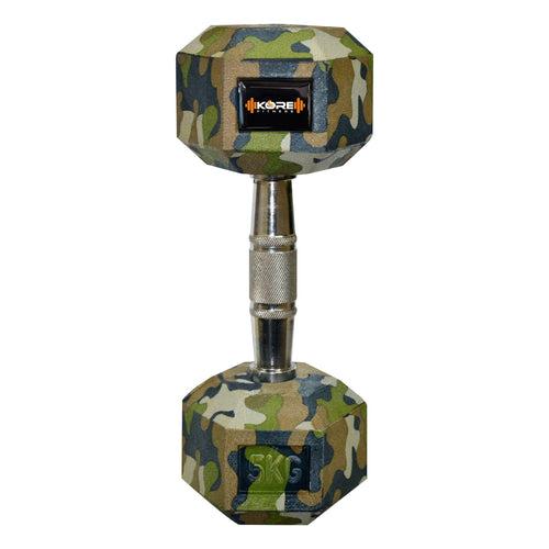 Kore Rubber Coated Professional 2.5-10 Kg (Set of Two) Hexa Fixed Dumbbells Home Gym Exercise Equipment for Men & Women, Camouflage (DM-HEXA-COMBO16-CAMO)