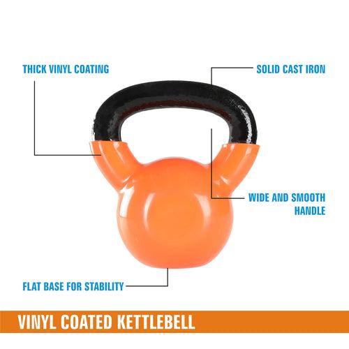 Kore Vinyl Coated Cast Iron 2-40 Kg Kettlebell Weight, for Full Body Workout and Strength Training (VINYL-KETTLEBELL)