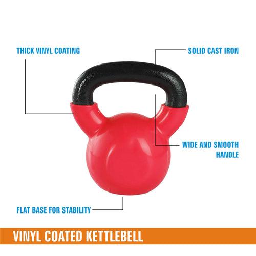 Kore Vinyl Coated Cast Iron 2-40 Kg Kettlebell Weight, for Full Body Workout and Strength Training (VINYL-KETTLEBELL)