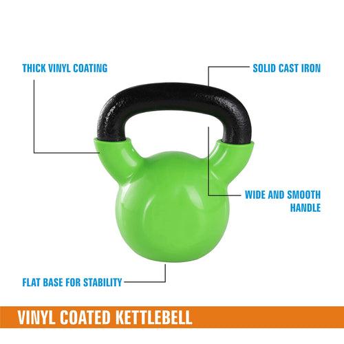 Kore Vinyl Coated Cast Iron 2-40 Kg Kettlebell Weight, for Full Body Workout and Strength Training (VINYL-KETTLEBELL)