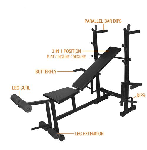 Kore (Flat/3-in-1/6-in-1/8-in-1) Multi Functional Fitness Bench for Multiple Workouts and Strength Training