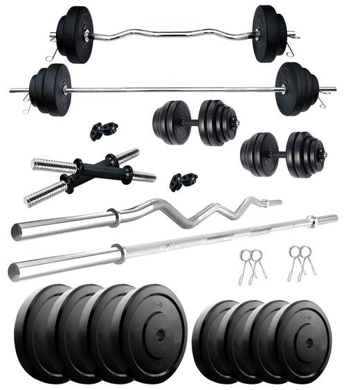 Kore 10-100 kg Home Gym Set with One 3 Ft Curl + 5 Ft Plain Rod and One Pair Dumbbell Rods (COMBO2-WB-WA)