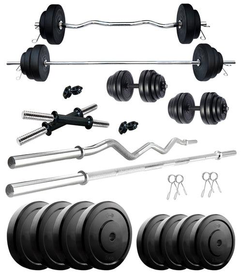 Kore 10-100 kg Home Gym Set with One 3 Ft Curl + 5 Ft Plain Rod and One Pair Dumbbell Rods (COMBO2-WB-WA)
