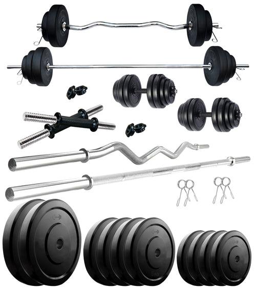 Kore 10-100 kg Home Gym Set with One 3 Ft Curl + 5 Ft Plain Rod and One Pair Dumbbell Rods (COMBO2-WB-WA)