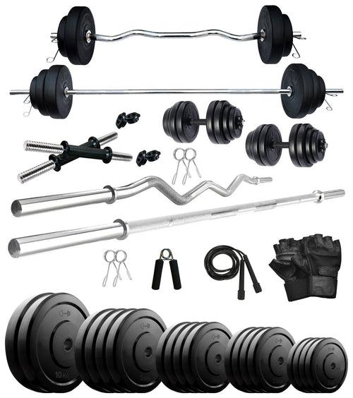 Kore 10-100 kg Home Gym Set with One 3 Ft Curl + 5 Ft Plain Rod and One Pair Dumbbell Rods (COMBO2-WB-WA)