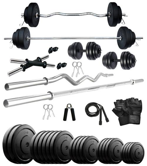 Kore 10-100 kg Home Gym Set with One 3 Ft Curl + 5 Ft Plain Rod and One Pair Dumbbell Rods (COMBO2-WB-WA)