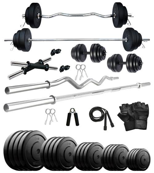 Kore 10-100 kg Home Gym Set with One 3 Ft Curl + 5 Ft Plain Rod and One Pair Dumbbell Rods (COMBO2-WB-WA)