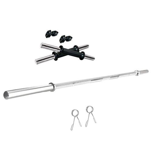 Kore 10-100 kg Home Gym Set with One 4 Ft Plain and One Pair Dumbbell Rods with Gym Accessories (COMBO9)