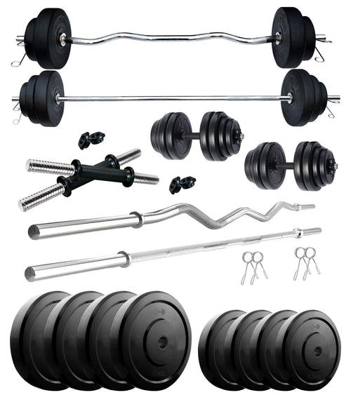 Kore 10-50 kg Home Gym Set with One 3 Ft Curl + 3 Ft Plain Rod and One Pair Dumbbell Rods (COMBO343-WB-WA)