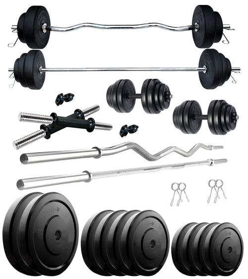 Kore 10-50 kg Home Gym Set with One 3 Ft Curl + 3 Ft Plain Rod and One Pair Dumbbell Rods (COMBO343-WB-WA)